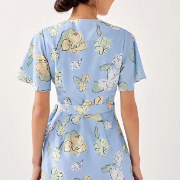 Front Wrap Dress in Unfolding Blooms - Love Bonito Small - Picture 3 of 8